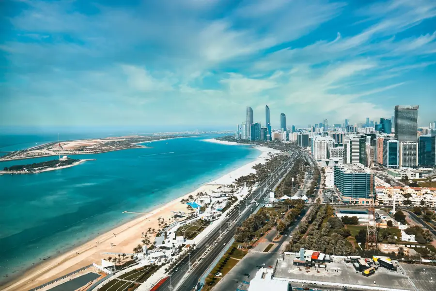 Corniche beach aerial panorama