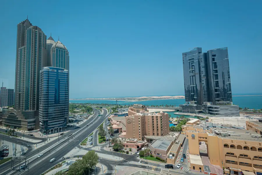 Skyline sea view from above