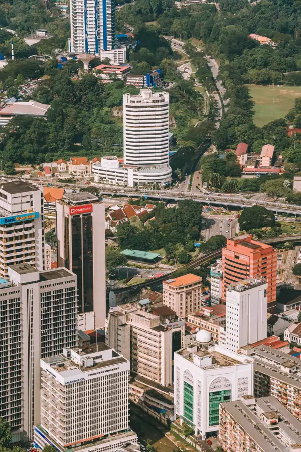 Kuala lumpur aerial old and new buildings, Malaysia