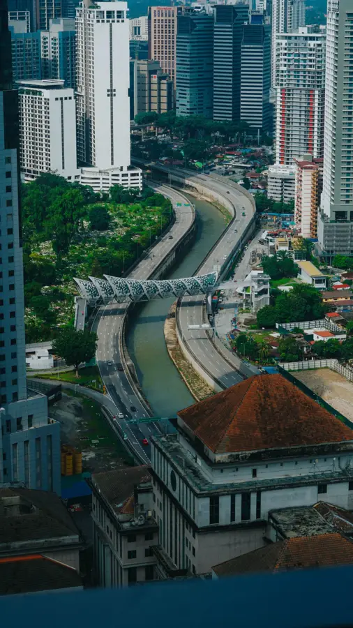 Kuala lumpur river highway pedestrian bridge, Malaysia