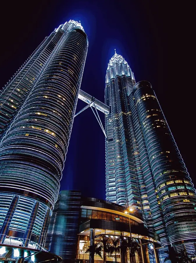 Petronas towers night low angle
