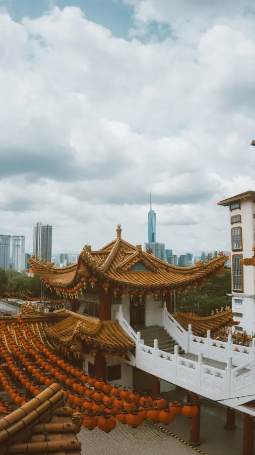Thean hou temple lanterns skyline