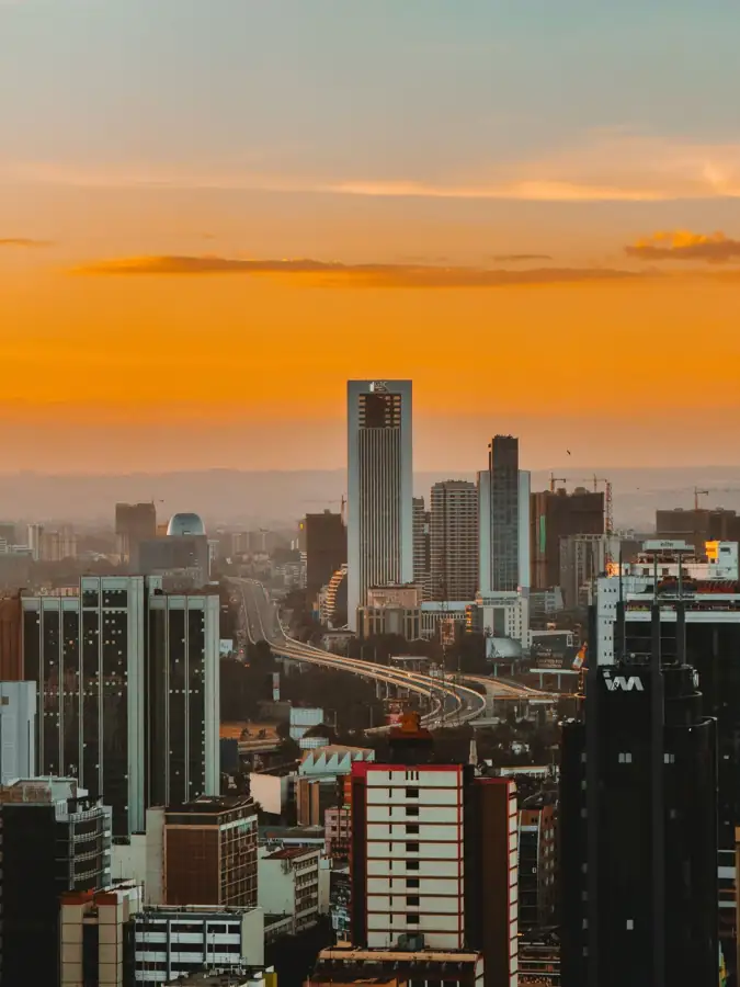Skyline golden sunset