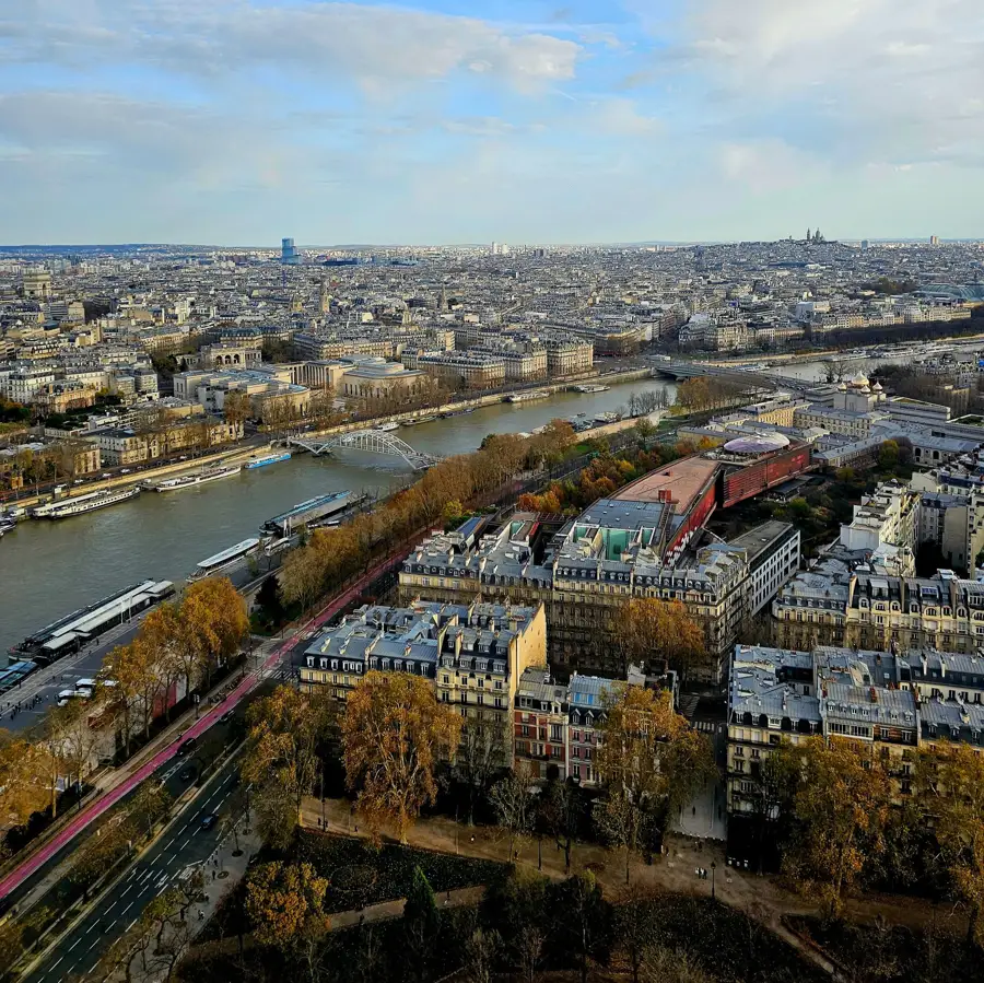 Seine aerial autumn view