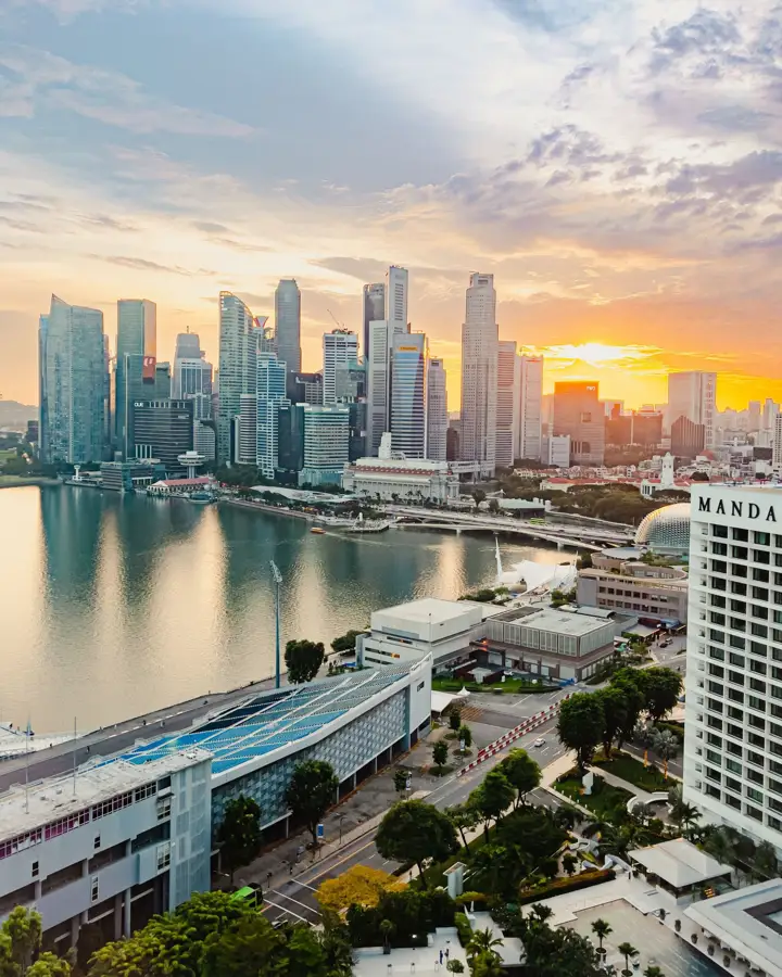 Marina bay skyline sunrise