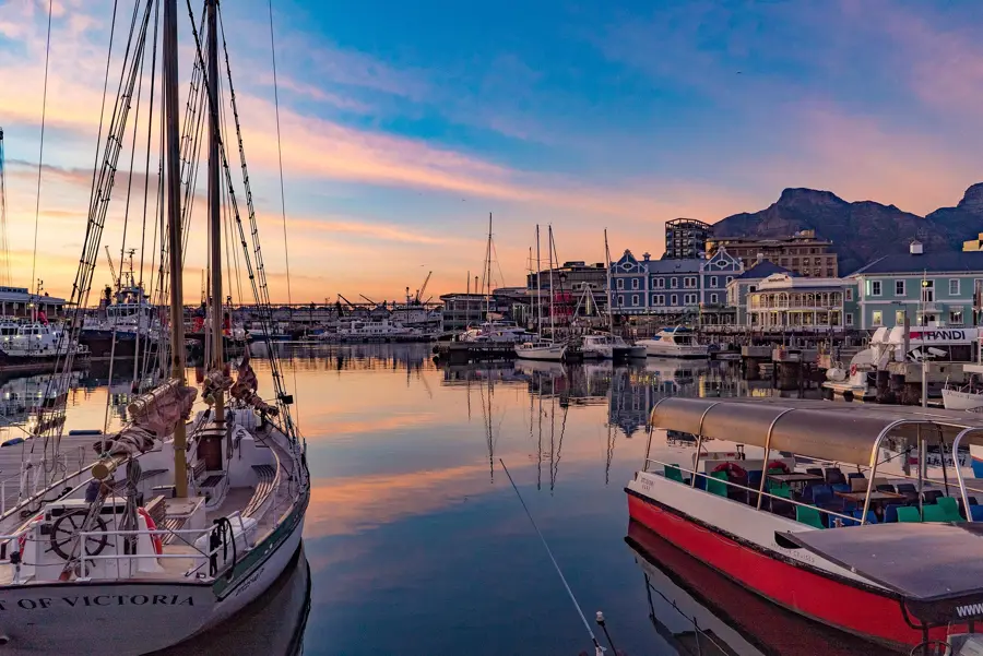 Cape town waterfront marina sunset reflections